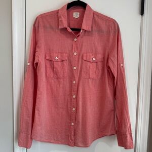 J. Crew women's Pink Button-Up The Perfect Shirt,‎ size Medium, 100% cotton